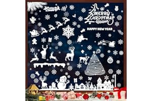 MECCTUCK 8 Hojas Pegatinas para Ventana de Navidad, Copos de Nieve, Decoración Reutilizable para Puertas, Escaparates y Frentes de Cristal