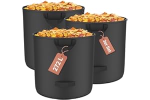 Gerbala 3× 272 L Faltbare Gartensäcke - Robuste Laubsäcke, Selbststehend, Groß, Wiederverwendbar, wasserdichte, 150 GSM - Ideal für Gartenabfälle, Rasenschnitt & Grünschnitt, Schwarz