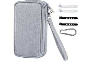 TAFACE 1 organiseur de données avec 4 sangles de gestion des câbles et 1 mousqueton, organiseur portable, double poches de rangement, poche accessoire anti-rayures, pour cordon d'alimentation, chargeur