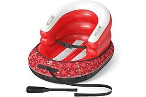 QPAU Luge Gonflable pour Bébé et Tout-Petits - Boule de Neige Aérienne d'hiver avec Housse Toile, Sangle de Remorquage, Poignées et Protection 3 Côtés pour Ski et Luge