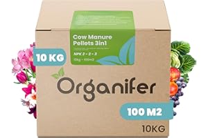 Estiércol De Vaca Pellets (10 Kg - 100 M2) - Estiércol De Vaca - Pellets De Estiércol - Aditivo Para El Suelo - Granulado De Estiércol De Vaca Seco - Aditivo Para Harina De Lava - Organifer