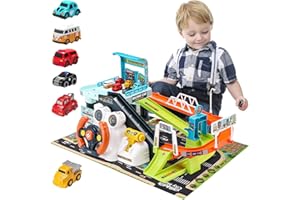 2 IN 1 Pista Macchinine Giochi Bambini con musica, Acemall Large Car Rescue Adventure, giocattoli per auto per Bambini Da Corsa Genitore-figlio, Regali bambini di 3 4 5 6 anni