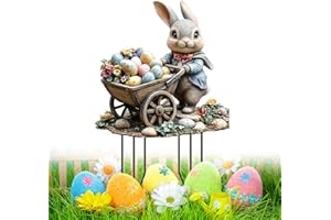 DAMIGHT Osterdeko Outdoor, Osterhase Gartenstecker Ostern Deko, Osterhase Osterdeko für Draußen und Drinnen Gartendeko, Osterhase Außen Gartenschilder Ostern Hase Gartenstecker Frühling Deko (A)