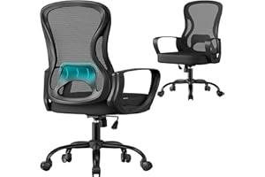 SONGMICS Sedia Ufficio Ergonomica, Sedia Scrivania Girevole in Rete, Supporto Lombare, Funzione Oscillante, Braccioli, Studio Camera da Letto, Nero Inchiostro OBN043BH02