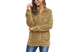 BesserBay Damen Teddyfleece Jacke Warmes Sweatshirt mit Full Zip und Stehkragen Fleece Sweatjacke S-XXL