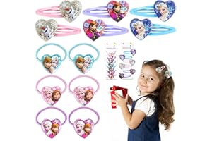 JunMallko 12PCS Frozen Reine des neiges Cheveux Clips, Barrette Cheveux Fille De Frozen, Jolies Pinces à Cheveux avec Anneau Élastique, Noeuds de Cheveux pour Enfants de Dessin Animé