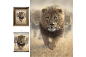 3D LiveLife Affiche Murales Lenticulaires Course du Lion Deluxebase. Poster Lion 3D sans Cadre. Décoration Murale Parfaite. Oeuvre Originale sous Licence de l'Artiste Renommé, Collin Bogle