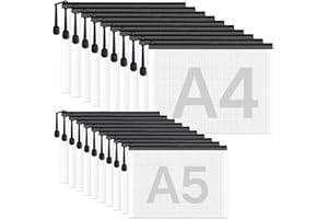 Ouprisks 20 Stück Dokumententasche A4+A5, Mesh Kunststoff Dokumentenmappe mit Reißverschluss, Transparente Wasserdichte Zipper Beutel, Für Dokumente, Hausaufgaben, Papier, Kosmetika und Reisezubehör