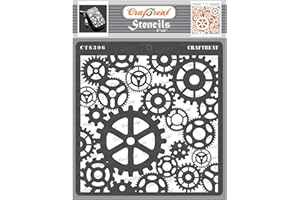 ‎CRAFTREAT CrafTreat Craft Steampunk Stencils - Gears Stencil (15 cm x 15 cm) Reusable Stencils for Painting on Wood, Canvas, Paper, Fabric, Floor, Wall and Tiles DIY Art and Craft Stencils