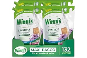 WINNI'S Winni’s - Detersivo Lavatrice Ipoallergenico Ecoformato, 132 Lavaggi, Aleppo e Verbena, con Smacchianti Naturali da Biofermentazione e Materie Prime di Origine Vegetale, 1485mlx4 Confezioni
