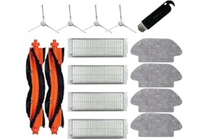 JoyBros Accesorios de Recambios para Vacuum-Mop 2S XMSTJQR2S Xiaomi Robot S10 S12 Mop P STYTJ02YM 2 Cepillos Principales 4 Cepillos Lateral 4 Filtro 4 Paño Mopa (15-Pack)