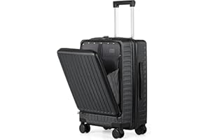 TANTOMI Handgepäck Koffer mit Laptopfach, 20 Zoll Hartschalenkoffer, Leichter ABS-Rollkoffer, Reisekoffer mit 4×360°-Rollen, TSA-Schloss (Schwarz, 41L)