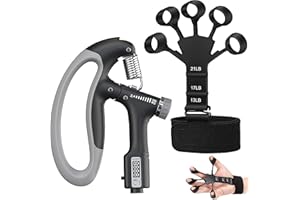 MMZ 2 Pack Hand Grip Strengthener, 3 Resistant Level Grip Strength Trainer/Forearm Strengthener 10-100kg, Adjustable Finger Strengthener (Black, Black silicone (13-21lb))