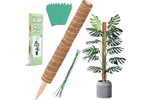 Augshy Total Length 24 Inch Coir Totem Pole - 2 Pcs 12 Inches Moss Pole, Coir Moss Stick for Monstera Climbing Indoor Creepers Plant Support Extension
