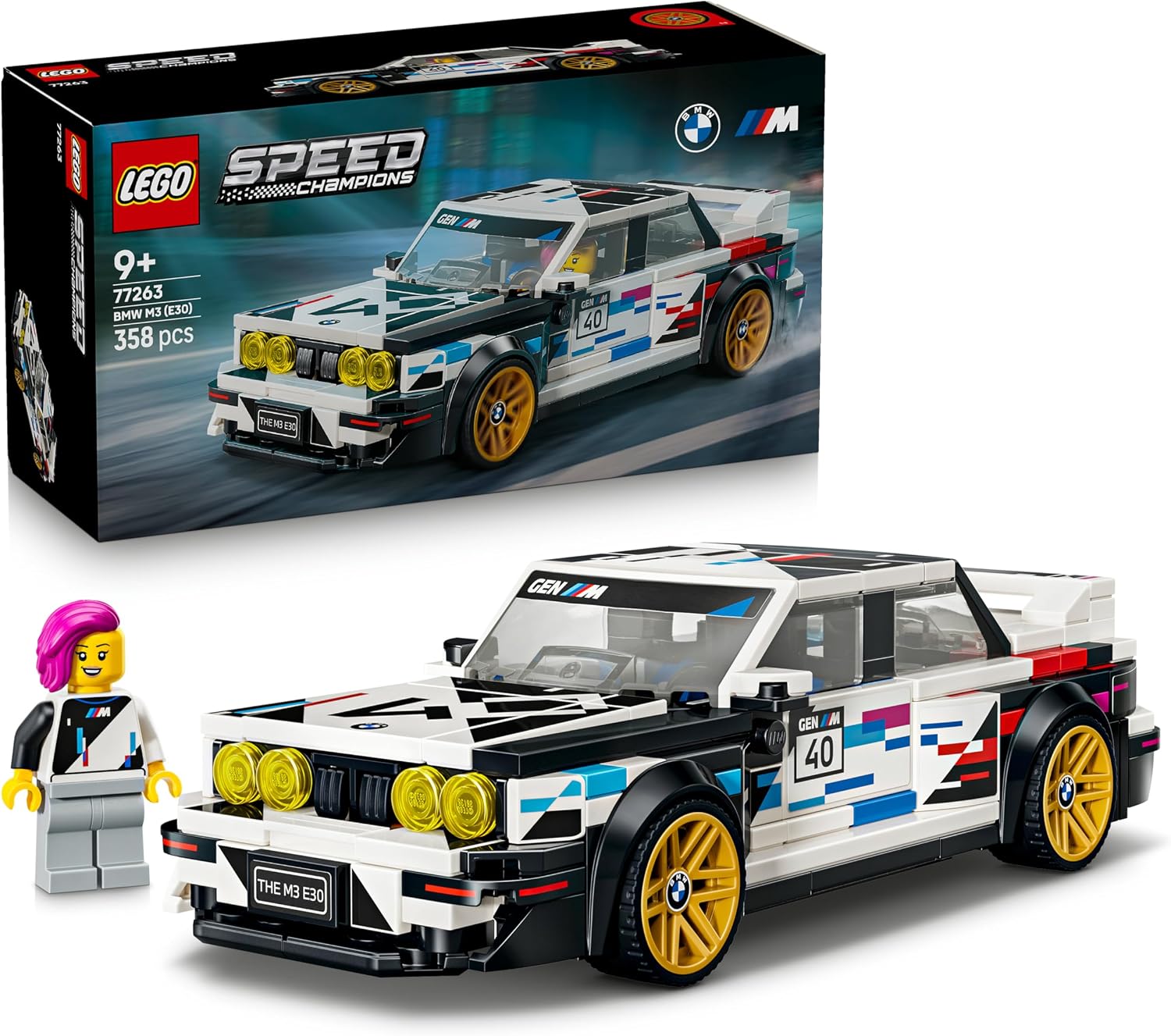 LEGO Speed Champions BMW M3 (E30) - Voiture Jouet - Maquette avec Minifigurine Collector de Pilote - Idée de Cadeau d'Anniversaire dès 9 ans pour Garçon ou Fan de Sport Automobile 77263