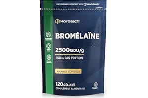 HORBÄACH Bromélaïne Forte 500mg (5000 F.I.P) | 2500 GDU/g | 120 Gélules Vegan | Digestive Enzyme Supplément Haute Dosé | Extrait Naturel d’Ananas | by Horbaac