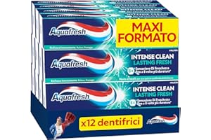 Aquafresh Pasta do zębów Intense Clean Lasting Fresh, 8 razy dłużej uczucie świeżości, głębokie czyszczenie, 12 past do zębów x75 ml