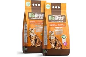 BioKitty Clumping Cat Litter, 99% dust free, highly absorbent natural mineral bentonite cat litter, baby powder scented long lasting odour control clumping cat litter, 2x8.5kg/20L 2 bags (baby powder)