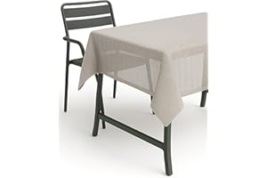 texpot Obrus 140 x 180 cm, owalny, beżowy, obrus ogrodowy z obszyciem, zmywalny, na stół ogrodowy, balkon, taras, odporny na warunki atmosferyczne