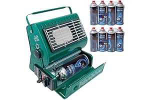 THRINK 1.3kW Butane Gas Portable Gas Heater | Compact And Lightweight | Temperature Control And Built-in Ignition | Swivel Body | 1.3kW Output Ceramic Burner | 8 Butane Gas Refills | Ideal For Camping