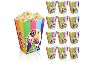 YISSCEN 12PCS Rainbow Friends Caja de palomitas de maíz, Bolsa de palomitas de maíz Contenedor de palomitas de maíz Para fiestas de cumpleaños, noches de cine, carnaval, teatro y regalos de fiesta