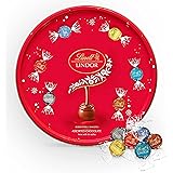 Lindt Christmas Chocolate Bulk Buy - Irresistible Smooth Assorted Chocolate Truffles Tin 450g with Topline Card. Sweet Hamper