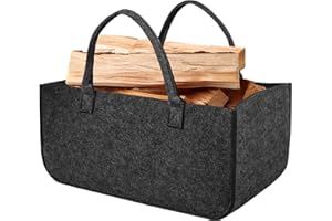 MOVYEE Sac de Transport pour Bois de Chauffage,XL 60L/30LPanier à Bûches en Feutre,Sacs Pliables pour Cabas Courses,Panier à Linge (Style 3)