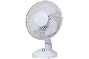 Prem-i-air Portable Electric Powerful Oscillating Cooling Desk Fan with 2 Airflow Speed Settings, Adjustable Tilt and Quiet Operation For Use in Homes and Offices White 9 Inch
