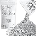 Hemway Glitter Paint Additive - Silver | Extra Chunky Metallic Flakes for Adding Sparkle to Paints & Wood Varnish | Add to Emulsion, Acrylic & Latex for Indoor Sparkly Walls | 100 g