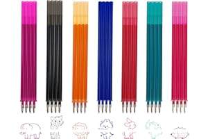 FloraVigo Lot de 28 mines effaçables compatibles Legami, ajustement parfait, gommage propre, écriture douce, pointe de 0,7 mm, hauteur 13 cm (7 couleurs, 28 pièces)