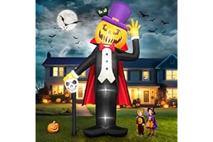 Kalolary 14FT Halloween Inflatables Aufblasbar Deko Kürbis Vampir Dekoration, mit eingebauten LEDs Aufblasbare Outdoor Yard Dekorationen für Halloween Party (Mr. Pumpkin)