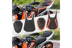 WOOGA cojín de Cuero sintético para Asiento de Conductor Delantero y Trasero Compatible with K&T&M Duke 390/125/250 Duke390/DUKE125/DUKE250 Accesorios 2017-2023 (Trasero Estándar-Naranja)