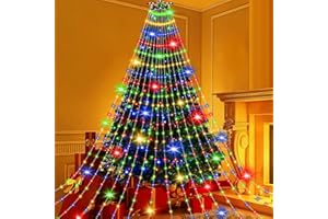 ESVYIT Luci Albero di Natale Interno Esterno 400 LED 2,5 Metri 16 Fili, Lucine Luci Albero di Natale a Cascata LED IP44 Impermeabile, Illuminazione Catena Luminosa Esterno Natalizia 8 Modalità, Colorate