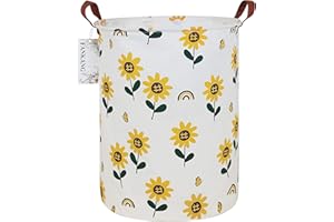 FANKANG Grand panier à linge, bac de rangement pour jouets et vêtements, chambre d'enfant, domicile, panier cadeau, en toile, pliable, revêtement en polyéthylène étanche (fleur de tournesol)