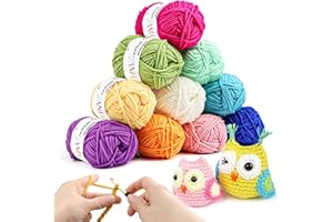 YINVA Crochet Yarn Set Acrylic Yarn Knitting Wool 10 Colors x 25g Each for Beginners Adults Multi-Color