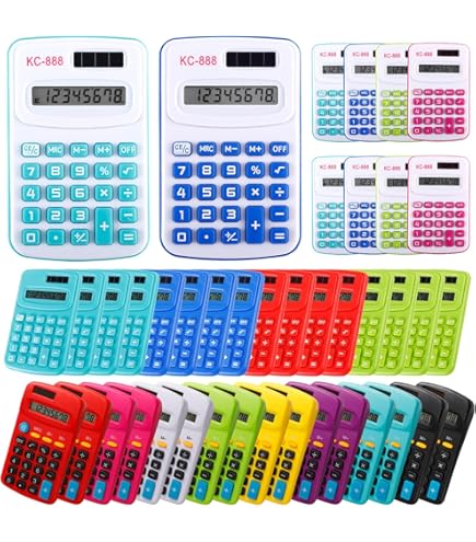 Yunsailing 48 Pcs Pocket Calculators Bulk Mini 8 Digit Handheld Calculator Small Basic Standard Calculator For Students Kids Teachers School Desktop Home Office, 3 Designs - View #10
