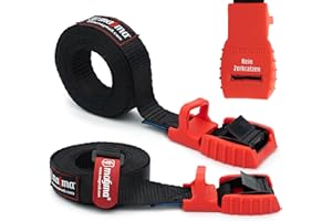 MAGMA 2 Cambuckle Sangle Réglable de Fixation | Courroie Support Charge de Toit | pour Porteur de Vélo, Planche de Surf, Moto, Voiture, Kayak | Ceinture pour Outils | Boucle de Porte Bagage Rouge 5m