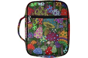 ZIATUBLES Beautiful Mushroom Print Polyester Bible Cover for Women Bible Case for Men Multi-Functional Stationery Organizer Bible Study Supplies for School Office Travel