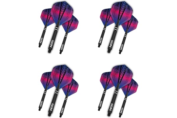 RED DRAGON Ensemble ailettes et tiges pour fléchettes – 4 Jeux d'ailettes Standard et 4 Ensembles de tiges Nitrotech Moyennes par Paquet