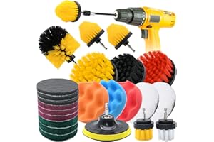 LFSEMINI Drill Scrub Brush Set, 24pcs 1/4in Power Scrubber with 1pcs Extend Long Attachment, for Showers, Tubs, Bathroom, Tile, Grout, Carpet