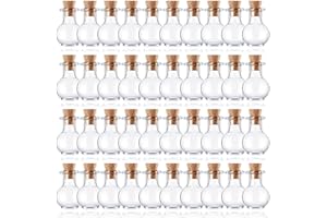 VEGENA Mini Botellas de Cristal, 40 Piezas Frascos de Vidrio Tapon Corcho, 2ml Botes Cristal Pequeños, Botella de Vidrio Mini Transparentes para Bodas, Eventos, Fiestas