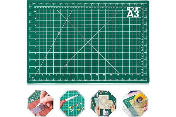 VERAT Polyvinyl Chloride A3 Self Healing Sewing Mat, 12inch x 18inch Rotary Cutting Mat Double Sided 3-Ply Craft Cutting Board for Sewing Crafts Hobby Fabric Precision Scrapbooking Project, Green
