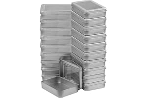 Kurtzy Cajitas de Metal Plateado con Tapa (Pack de 20) 9 x 6,3 x 1,8cm – Set Cajas de Regalo Pequeñas de Metal y Portátil sin Bisagra Contenedor Vacío Mini Rectángulo Kit Sobrevivencia y Manualidades