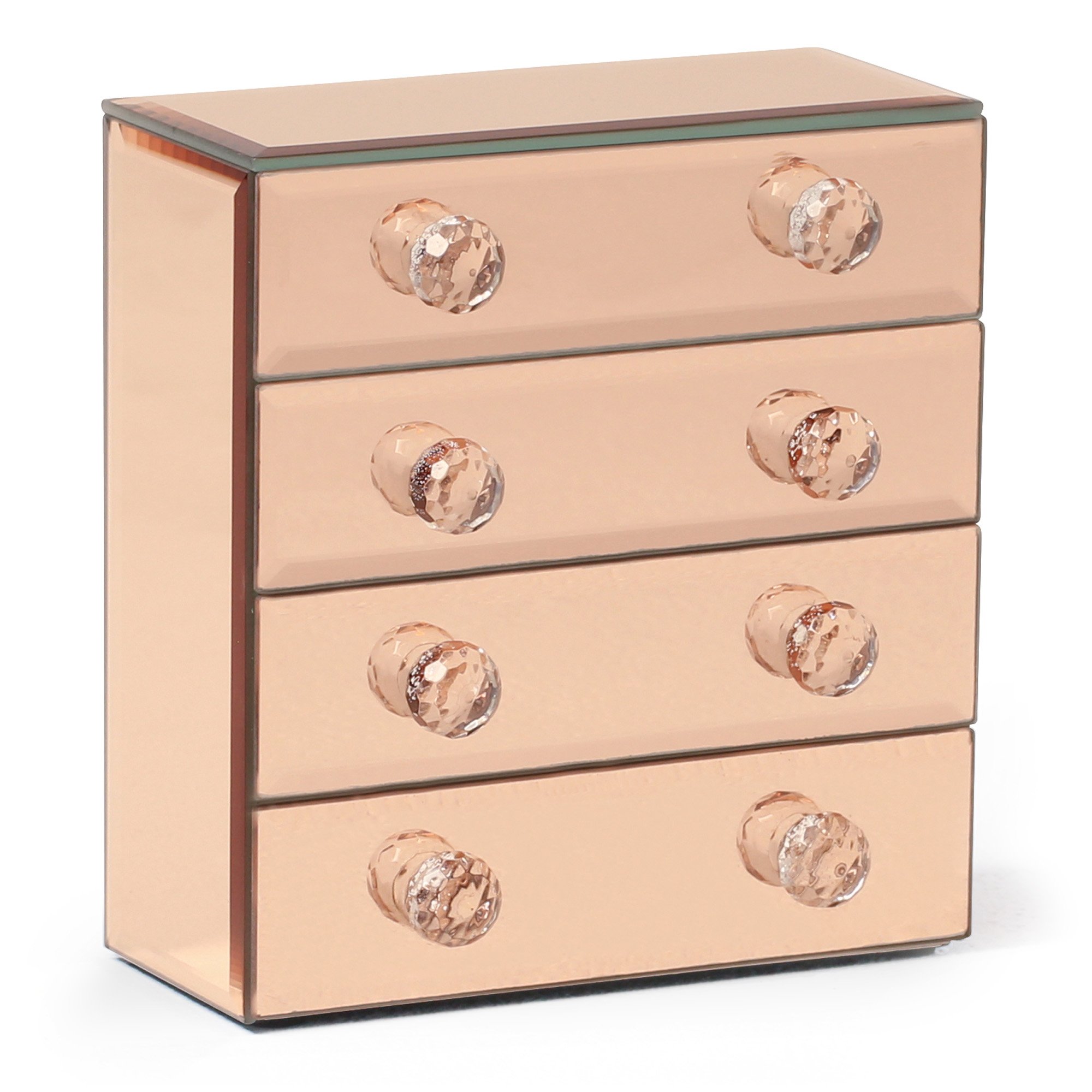 Rose Gold Mirrored Glass Jewellery Box Trinket Vintage New Storage
