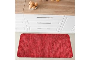 Comart - Alfombra para Cocina Nancy - Antideslizante - Lavable en Lavadora - Moderna Alfombra de Chenilla - para Pasillo y Cocina - Suave y Resistente - Made in Italy - Color Rojo - 50 x 75 cm