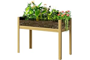 Outsunny Jardinière sur Pieds, carré Potager de Jardin sur Pieds avec Panneaux en Acrylique et Trous de Drainage, Potager surélevé en Bois pour Fleurs, Herbes, légumes, 110 x 50 x 80 cm, Bois Naturel