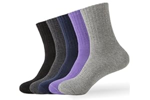 Josnown Chaussettes Thermiques Femme, 5 Paires Chaussettes Hiver Chaudes en laine, Doux et Épais, Mignon de la Mode, Taille 35-42