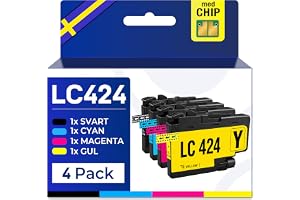 LC424 bläckpatroner för Brother DCP-J1200W ersätter Brother LC 424 (4 Patroner med Chip)