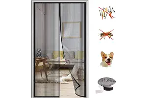KZhanmy Mosquitera Puerta Magnetica, Adsorción Magnética Plegable Anti Mosquito Insecto Mosquitera, para Puertas de Salón Balcón Corredor.-Black A||80X200CM