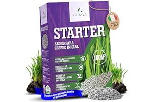 LERAVA STARTER abono césped (100 m²) - favorece el crecimiento de raíces - ideal con semillas de césped sin riesgo de quemar - refuerza la resistencia del suelo - abono para jardín natural